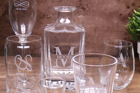 Personalized engraved glassware