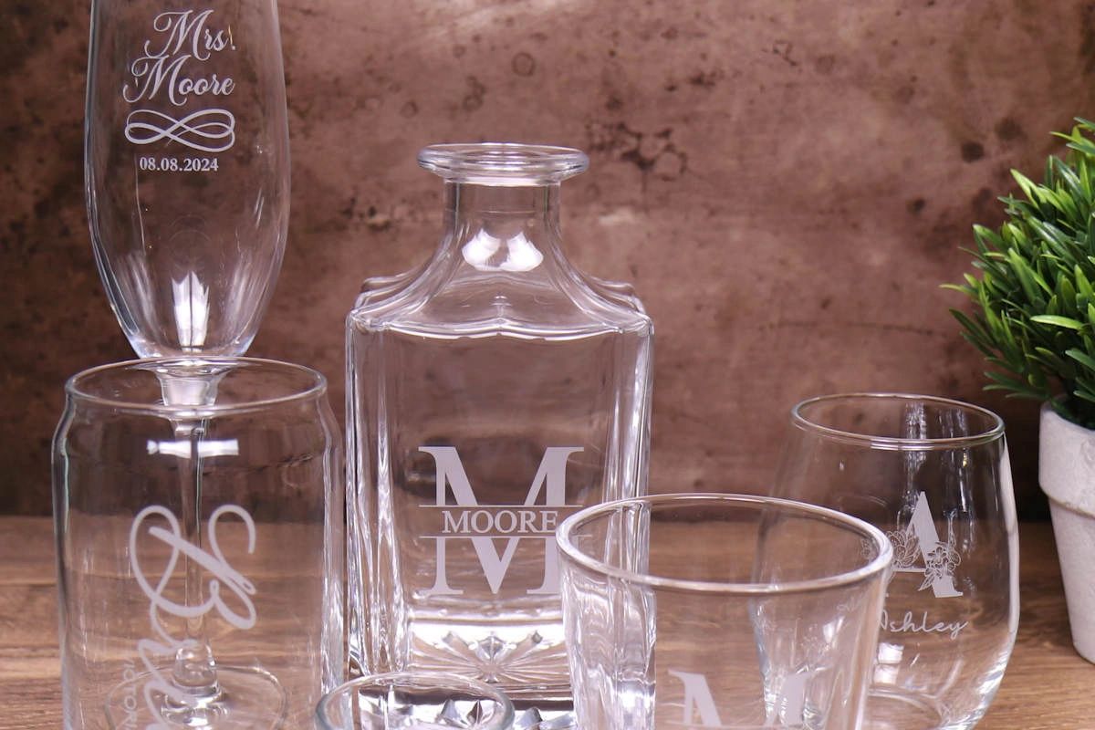 Personalized engraved glassware