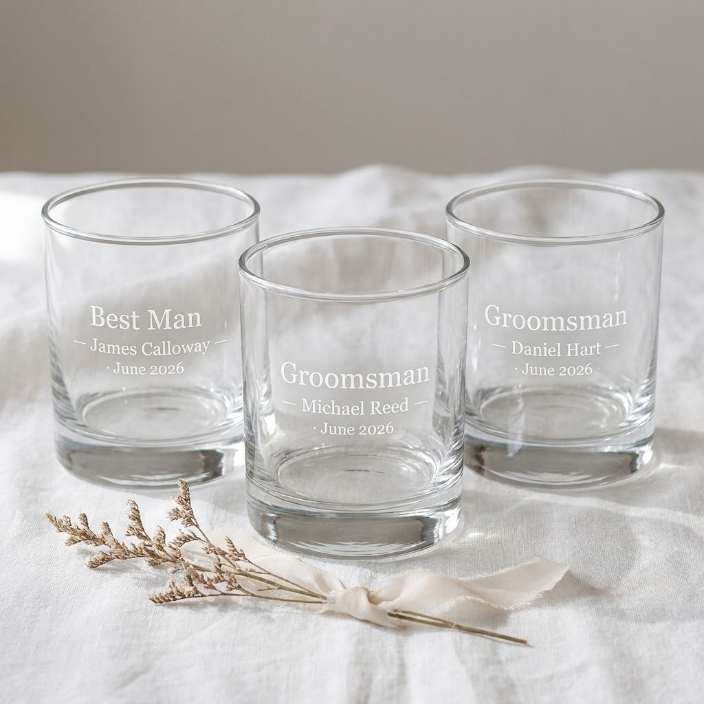 Wedding Party Whiskey Glass Mixed Set