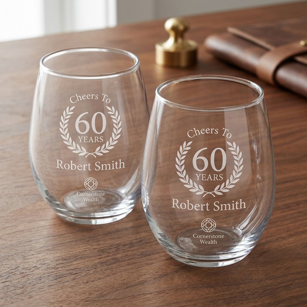 Milestone Birthday Engraved Wine Glass Pair