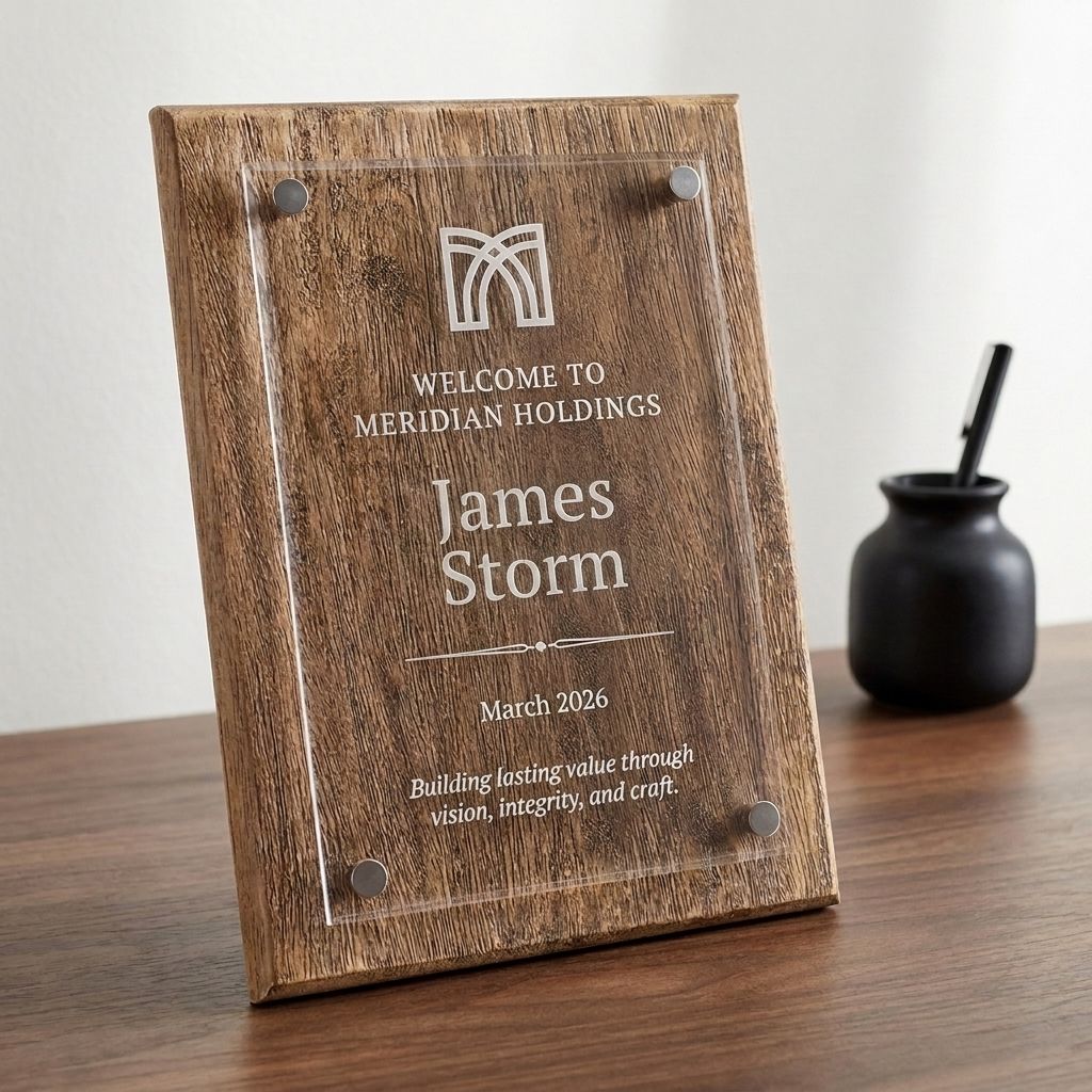 Engraved Welcome Plaque (Executive / Founder-Tier Hire)