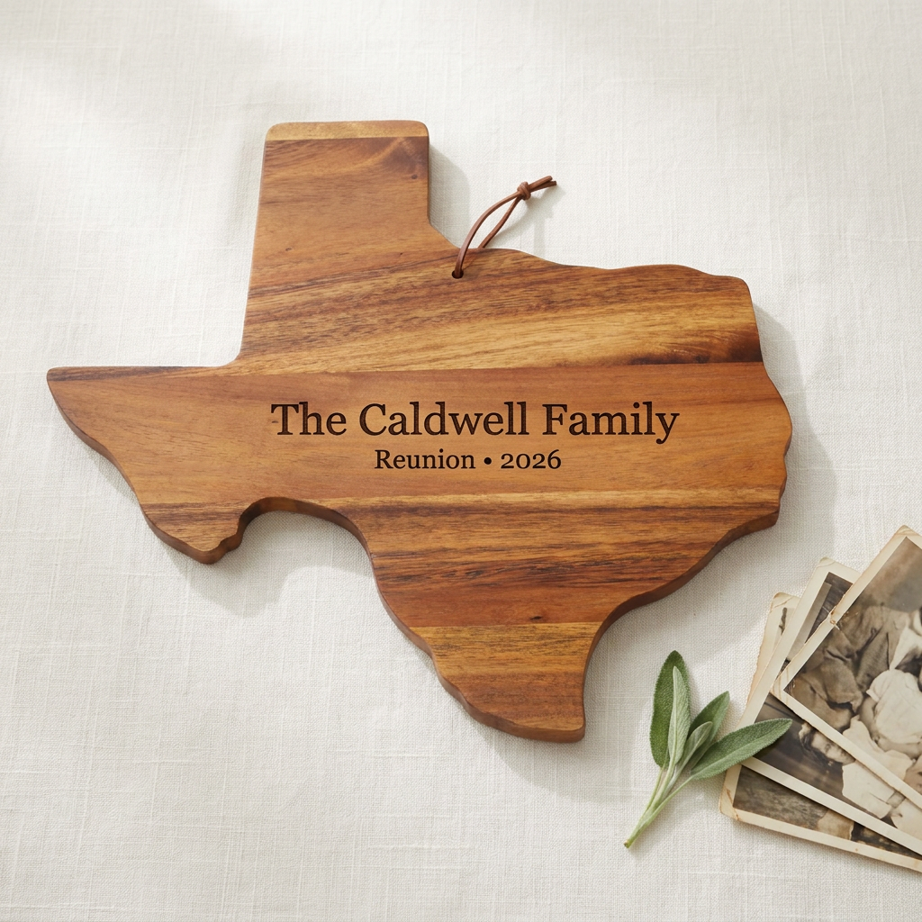 Texas-Shape Cutting Board (Family Reunion Year)