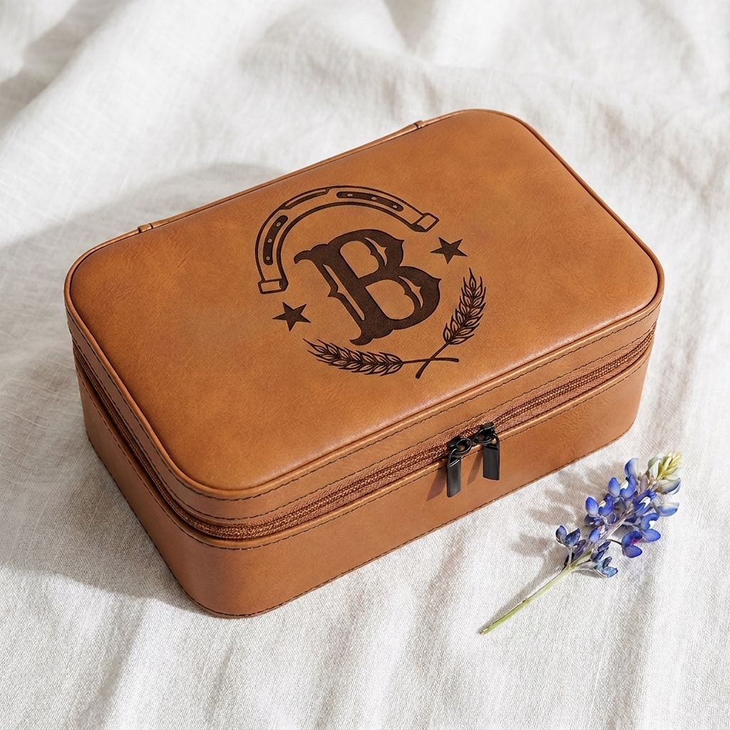 Engraved Leatherette Jewelry Box