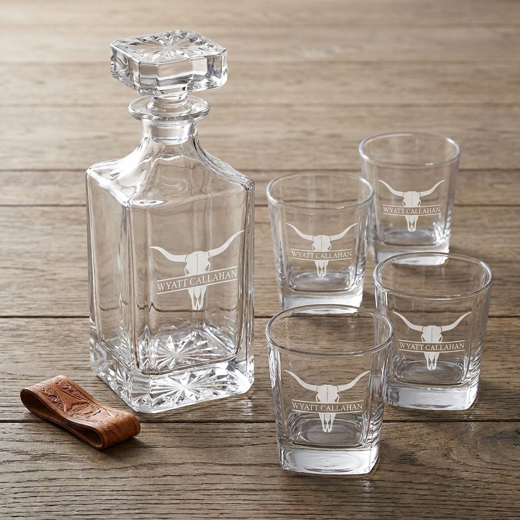 Longhorn Whiskey Decanter Set