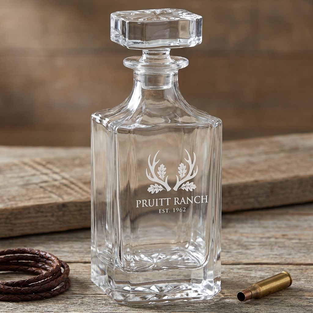 Engraved Bourbon Decanter with Lodge Logo