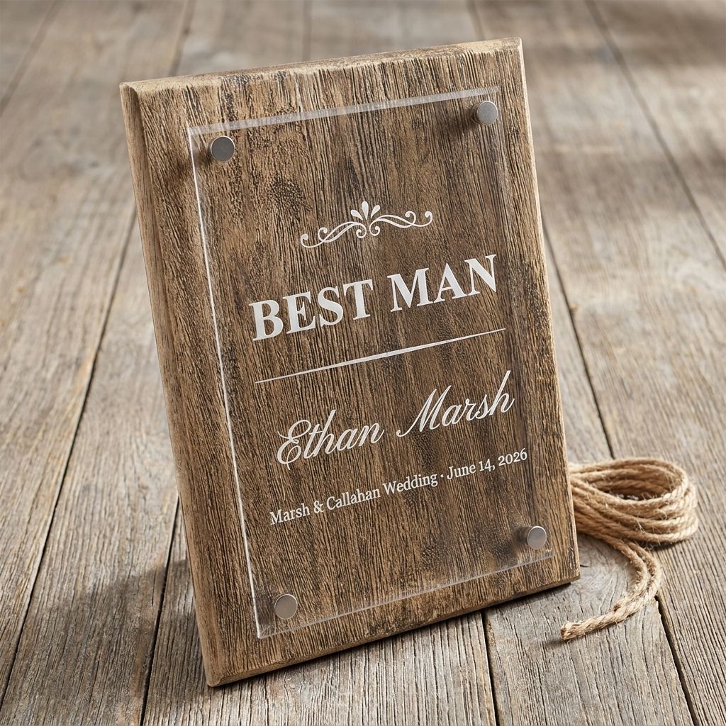 Reclaimed Barnwood "Best Man" Plaque