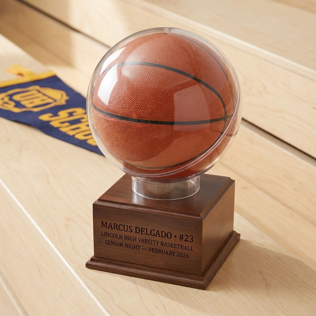 Engraved Game-Ball Display Plaque