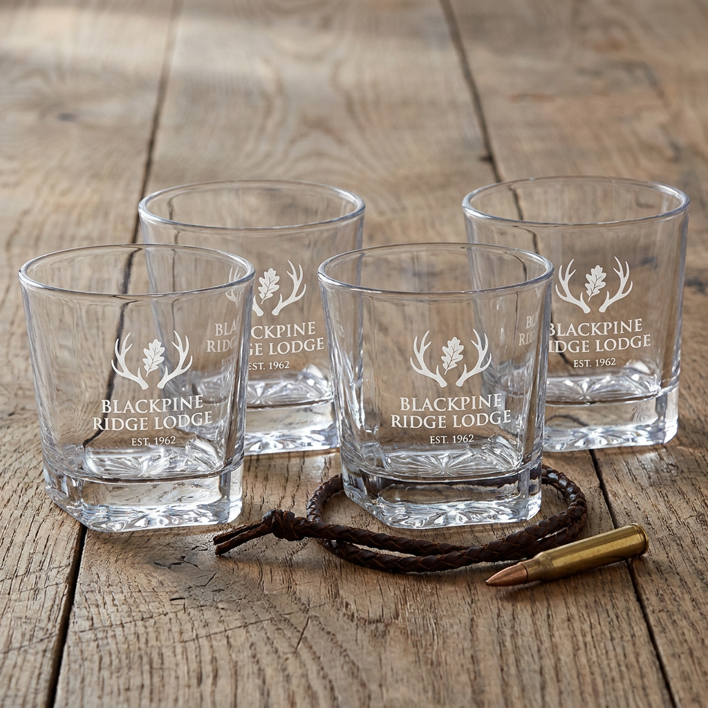 Hunting Lodge Logo Whiskey Glass Set