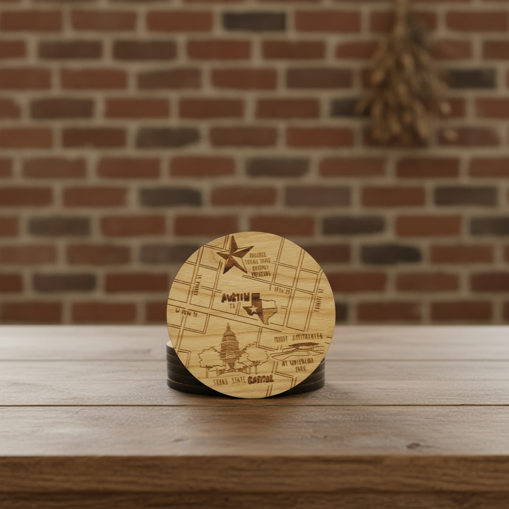 Austin Texas Solid Wood Coasters