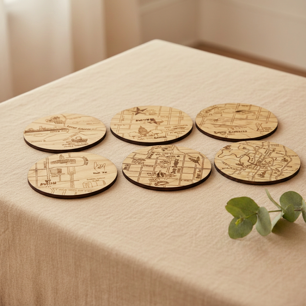 Austin Texas Solid Wood Coasters