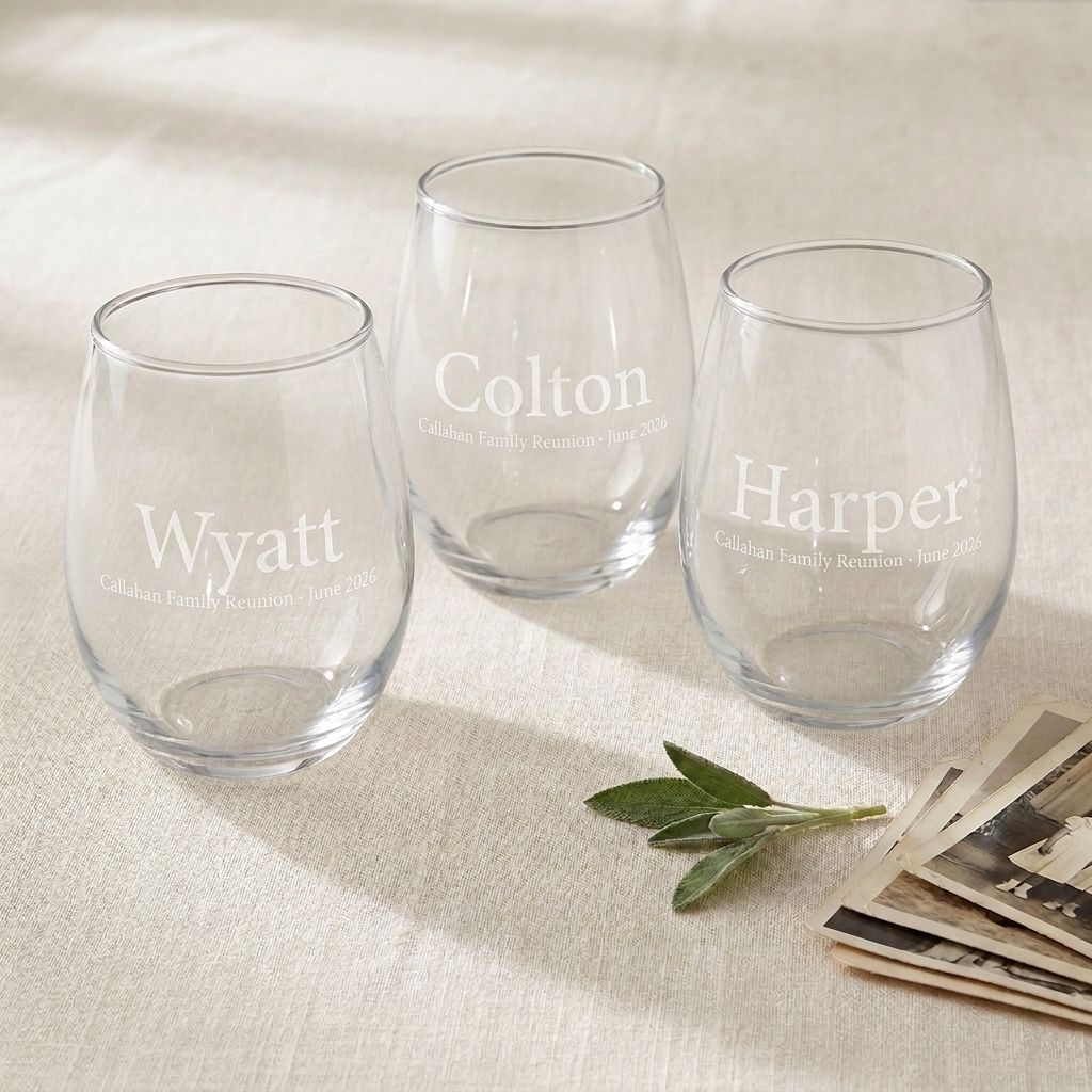 "Welcome to the Reunion" Engraved Wine Glasses