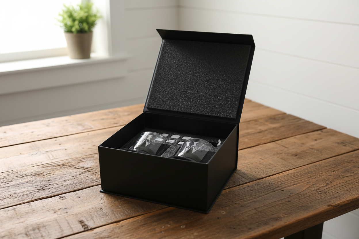 Whiskey Box Set w/ Coasters & Stones