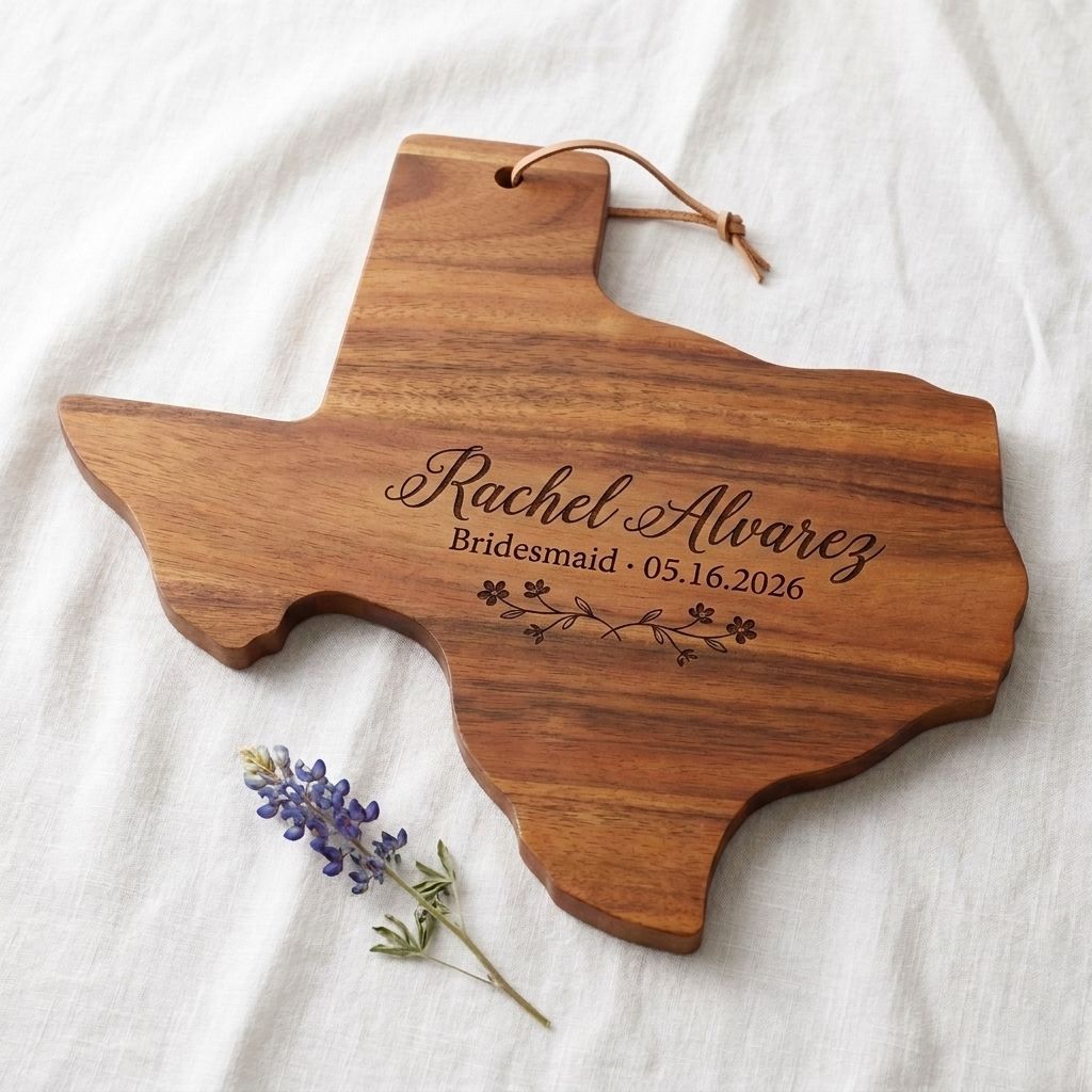 Texas-Shape Engraved Cheese Board
