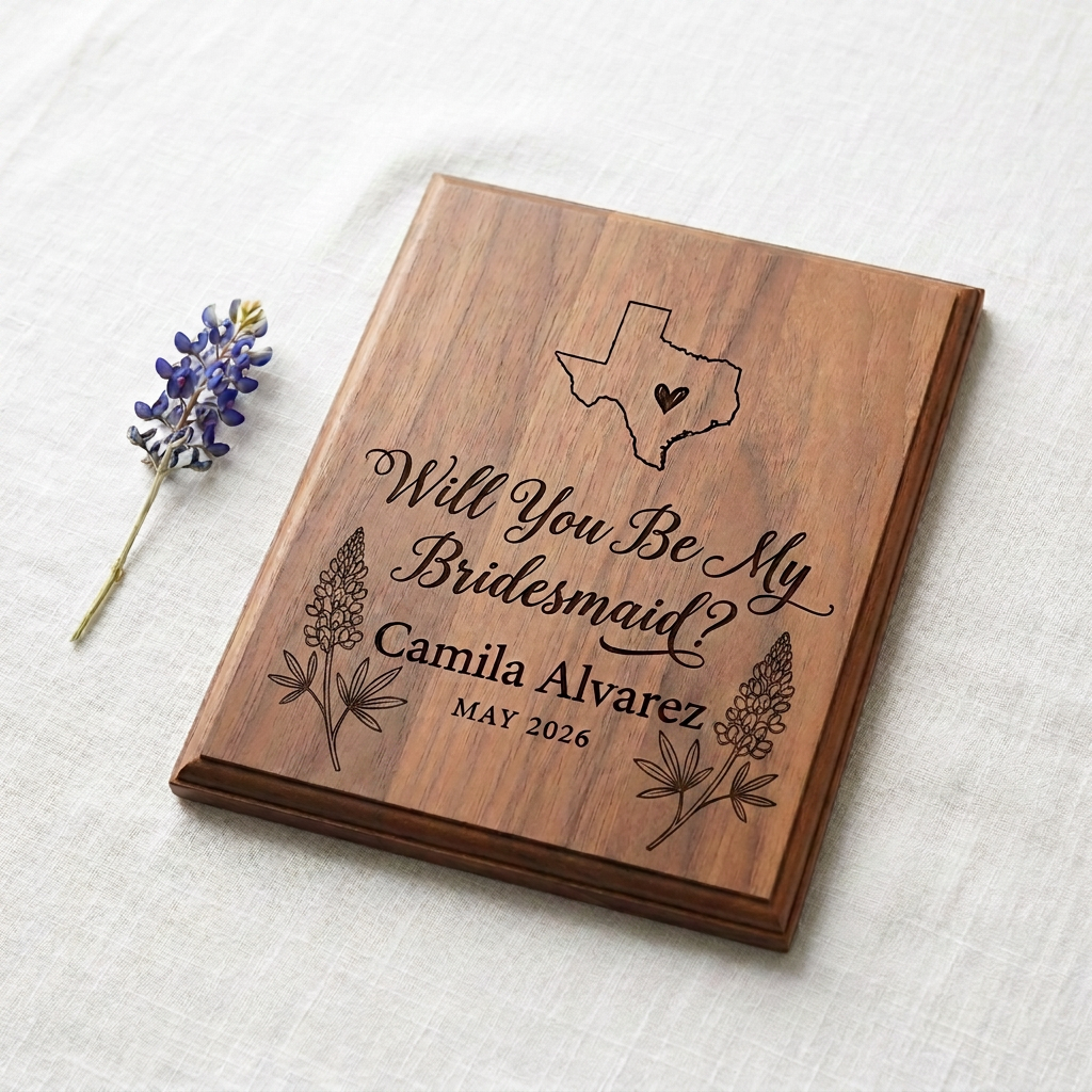 "Will You Be My Bridesmaid" Texas Proposal Plaque