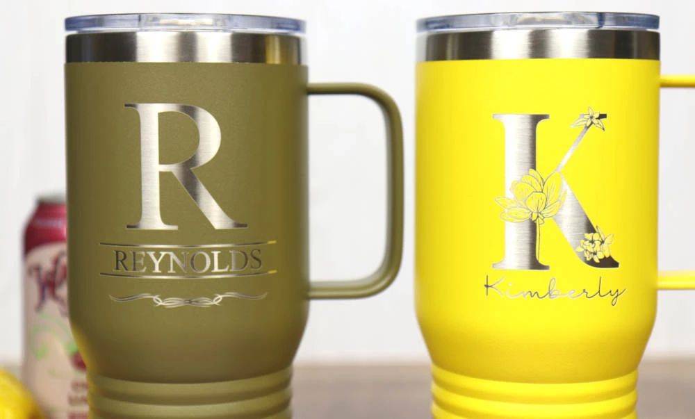 Travel Mug 20 oz. Vacuum Insulated Tumbler with Slider Lid - Monogram