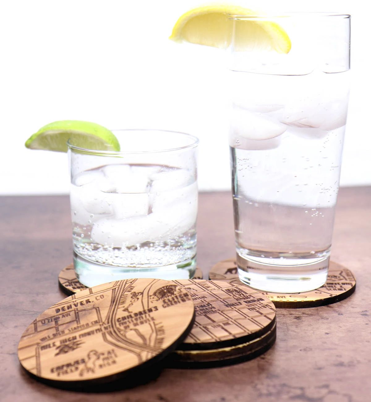 Denver Colorado Solid Wood Coaster Set