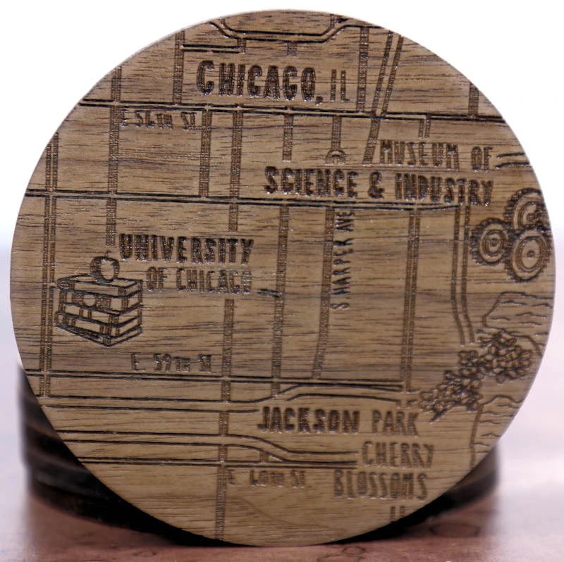 Chicago Illinois Solid Wood Coaster Set