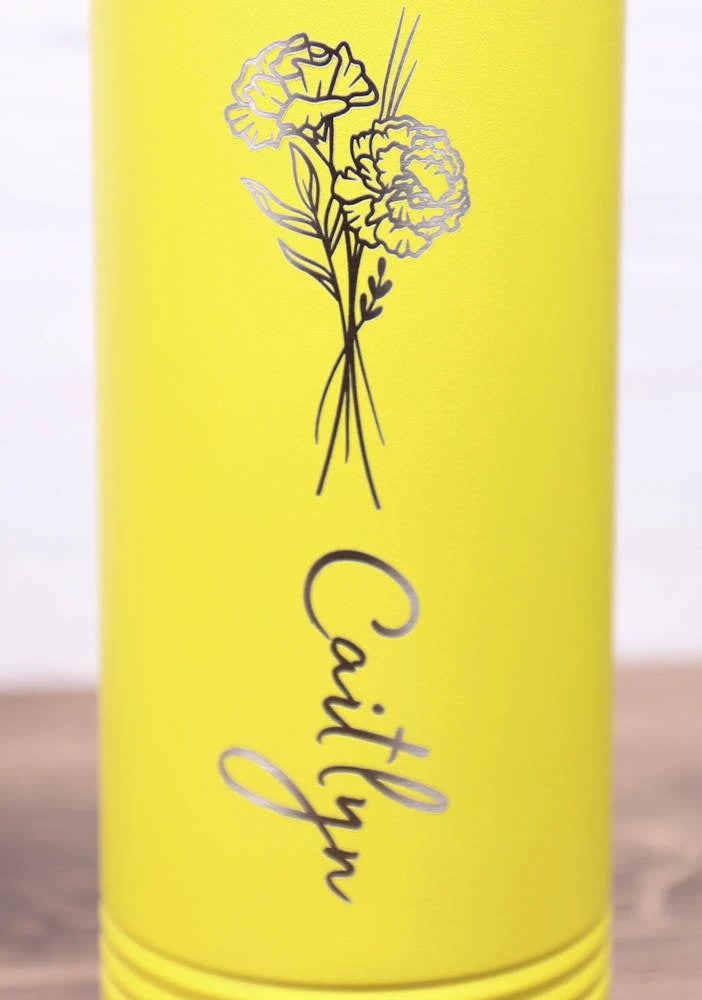 32 oz. Double Wall Insulated Water Bottle with Flip Top Straw - Birth Flower