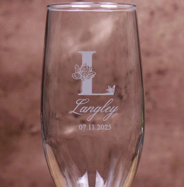 Champagne Flute 8 Ounce - Monogram