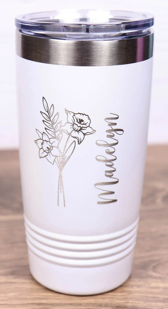 20 oz. Vacuum Insulated Tumbler with Slider Lid - Birth Flower