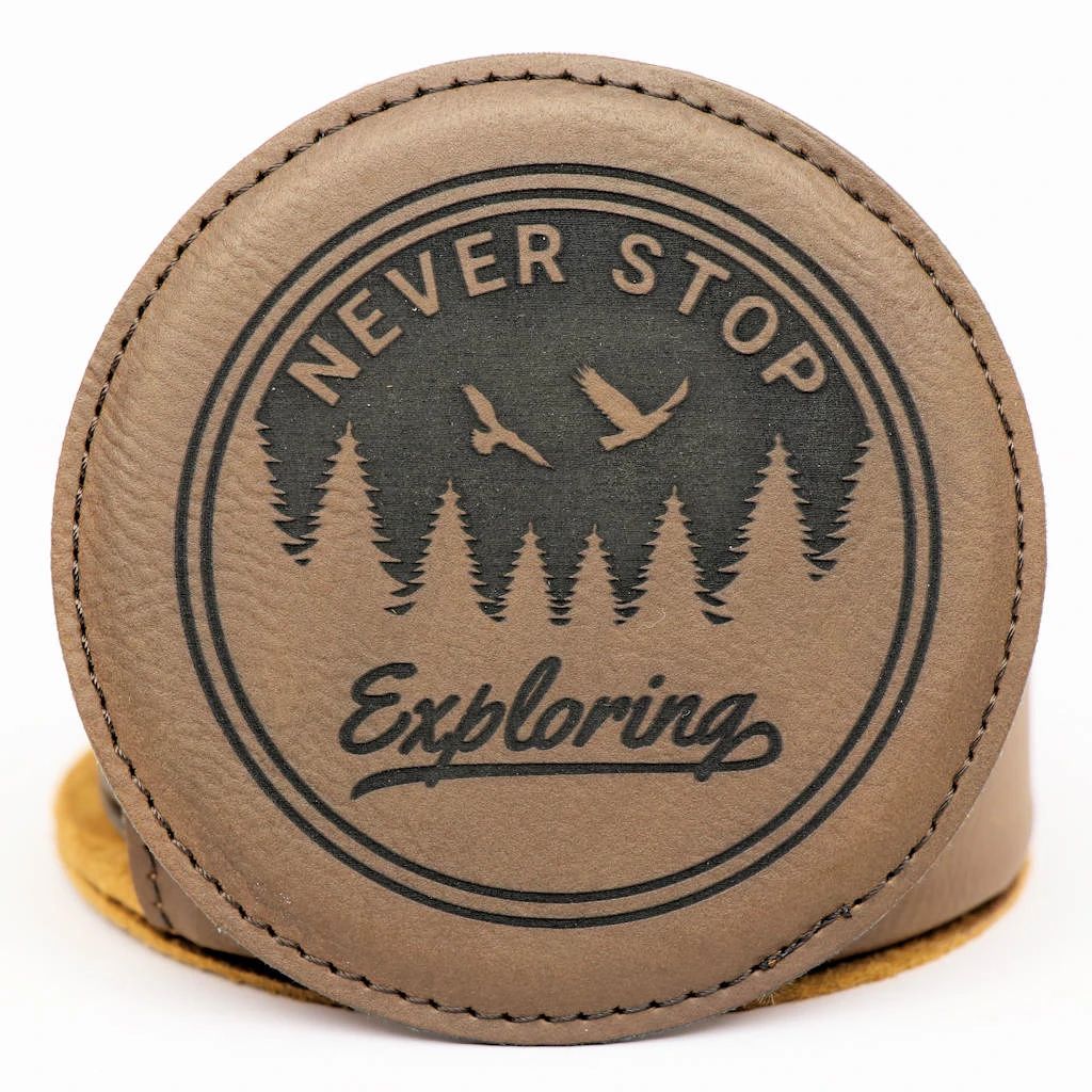 Explore Round Leatherette Coaster Set - Dark Brown