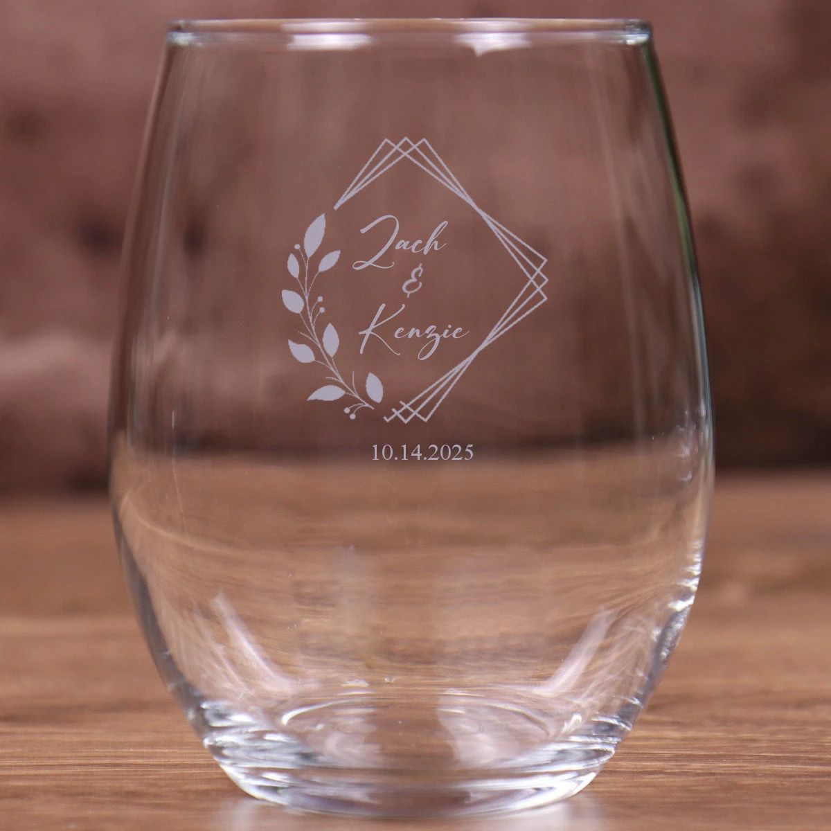 Stemless Wine Glass 15 Ounce - Wedding