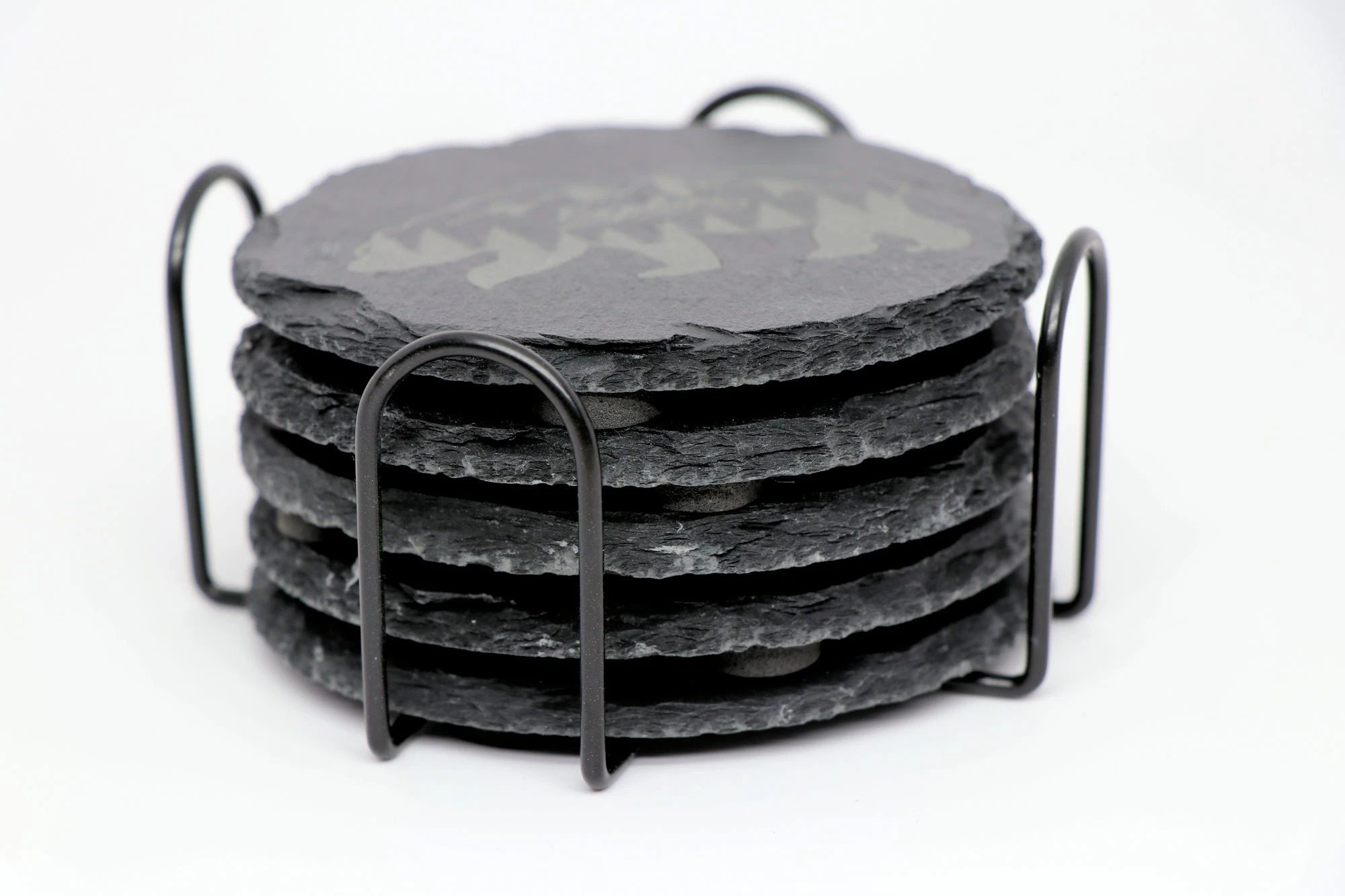 Tree Rings Coaster Set - Round Slate