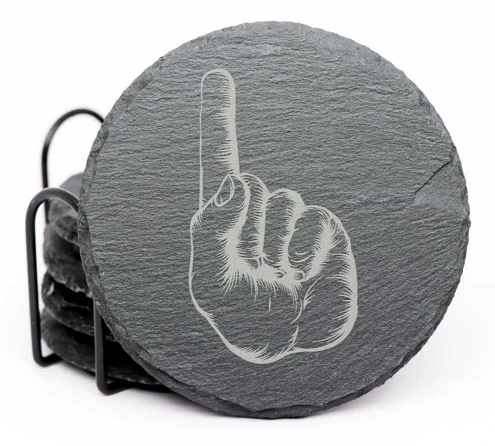 Hands Coaster Set - Round Slate