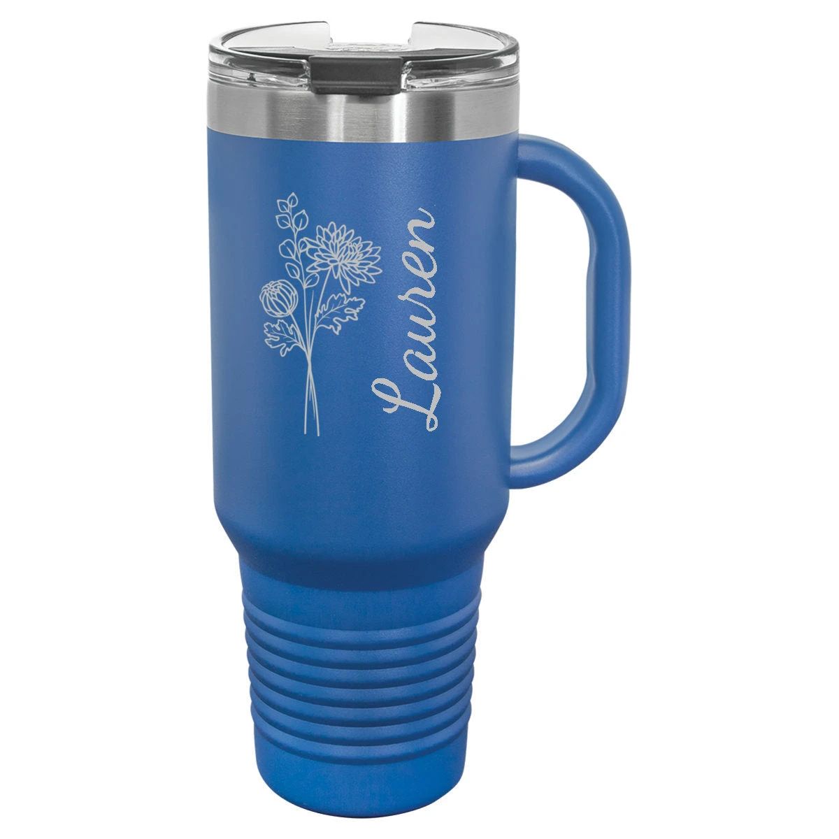 Travel Mug 40 oz. Vacuum Insulated Tumbler with Straw - Birth Flower