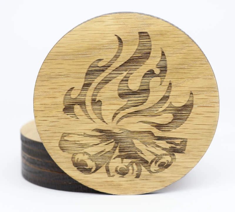 Mountain Camping Solid Wood Coaster Set