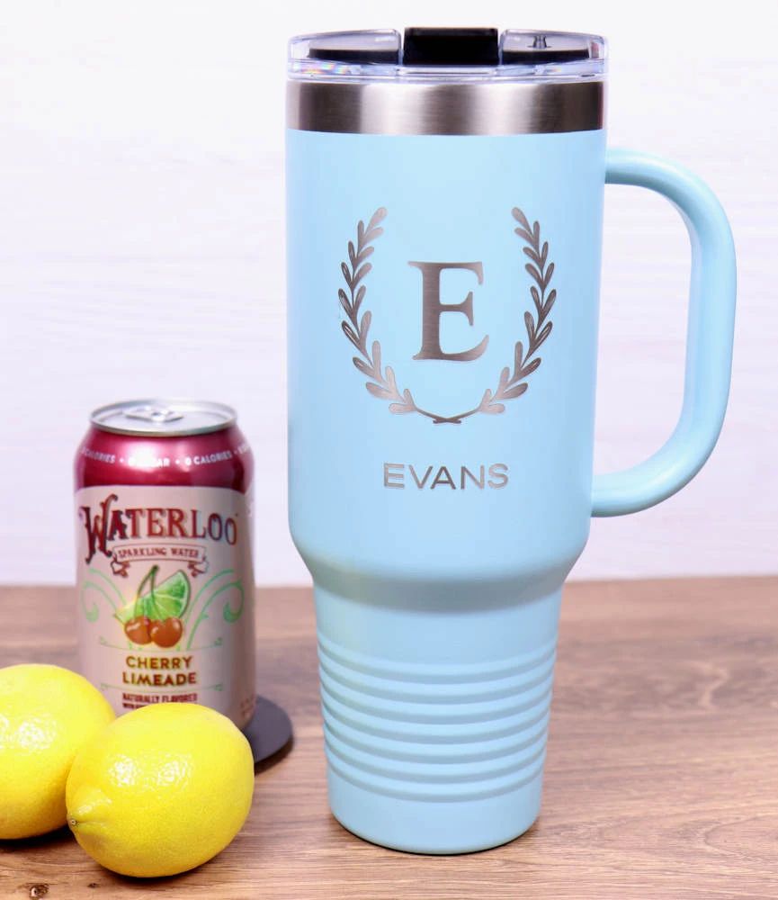 Travel Mug 40 oz. Vacuum Insulated Tumbler with Straw - Monogram