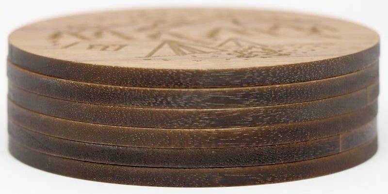 Mountain Scenes Solid Wood Coaster Set