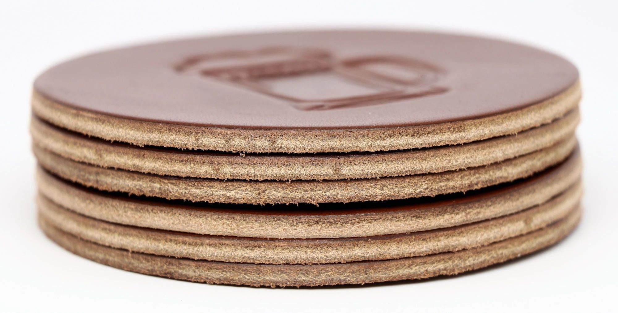 Beer Enthusiast Premium Leather Coasters - Medium Brown