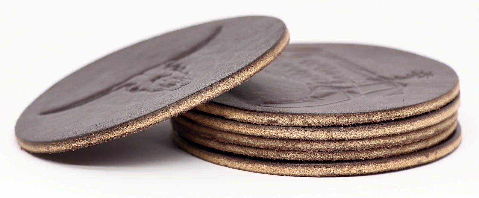 Wild West Premium Leather Coasters - Dark Brown
