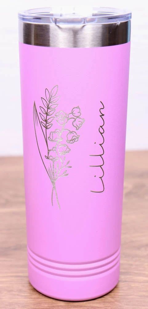 Skinny 22 oz. Vacuum Insulated Tumbler with Slider Lid - Birth Flower